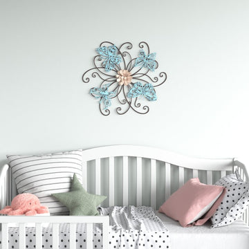 Piaway Flower and Butterfly Metal Wall Decor